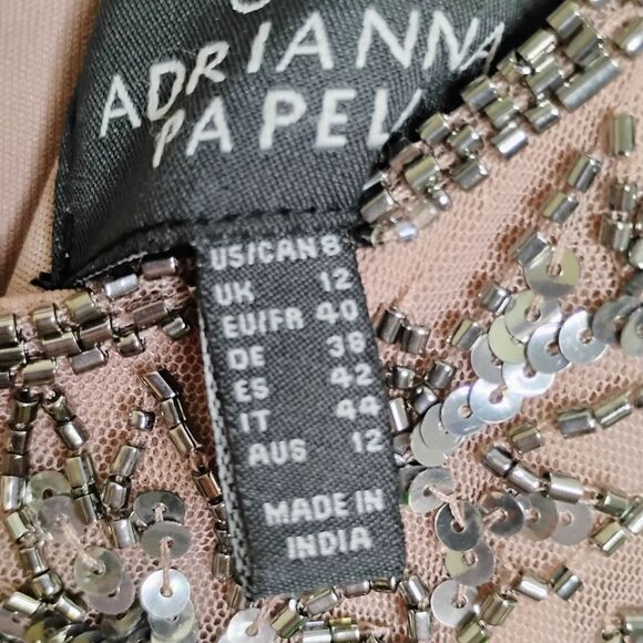 Adrianna Papell Embellished Chiffon Sheath Cocktail Dress Size 8 - Picture 16 of 16